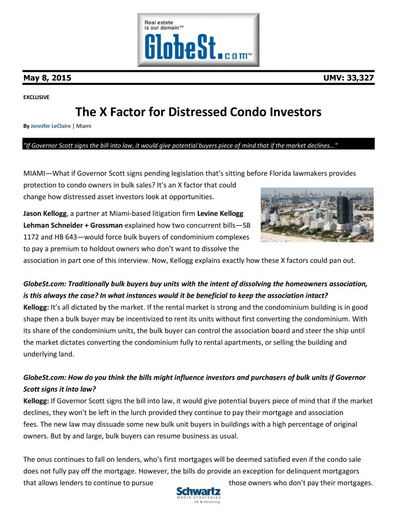 Jason Kellogg Writes About The X Factor For Distressed Condo